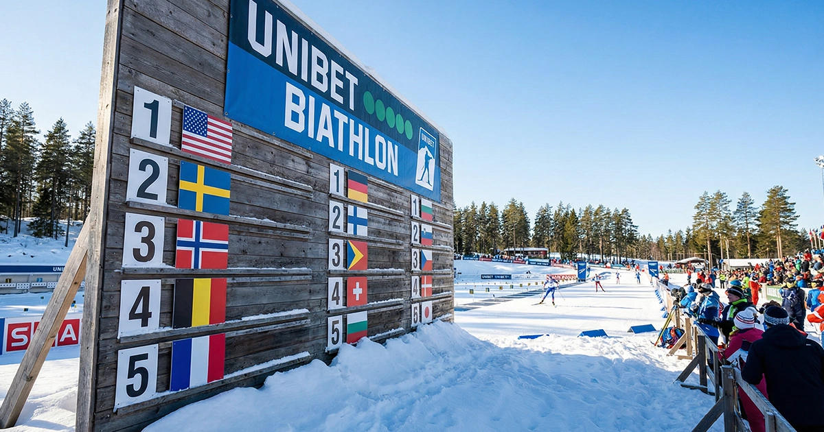 Vue d'ensemble d'un classement biathlon Coupe du monde évoquant les paris long terme sur une saison complète
